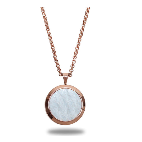 Atlantic Salmon Leather Pendant Rose Gold-Tone ▪ White