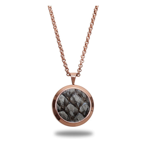 Atlantic Salmon Leather Pendant Rose Gold-Tone ▪ Grey