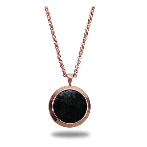 Atlantic Salmon Leather Pendant Rose Gold-Tone ▪ Black