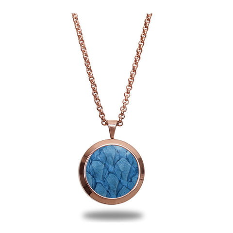 Atlantic Salmon Leather Pendant Rose Gold-Tone ▪ Light Blue