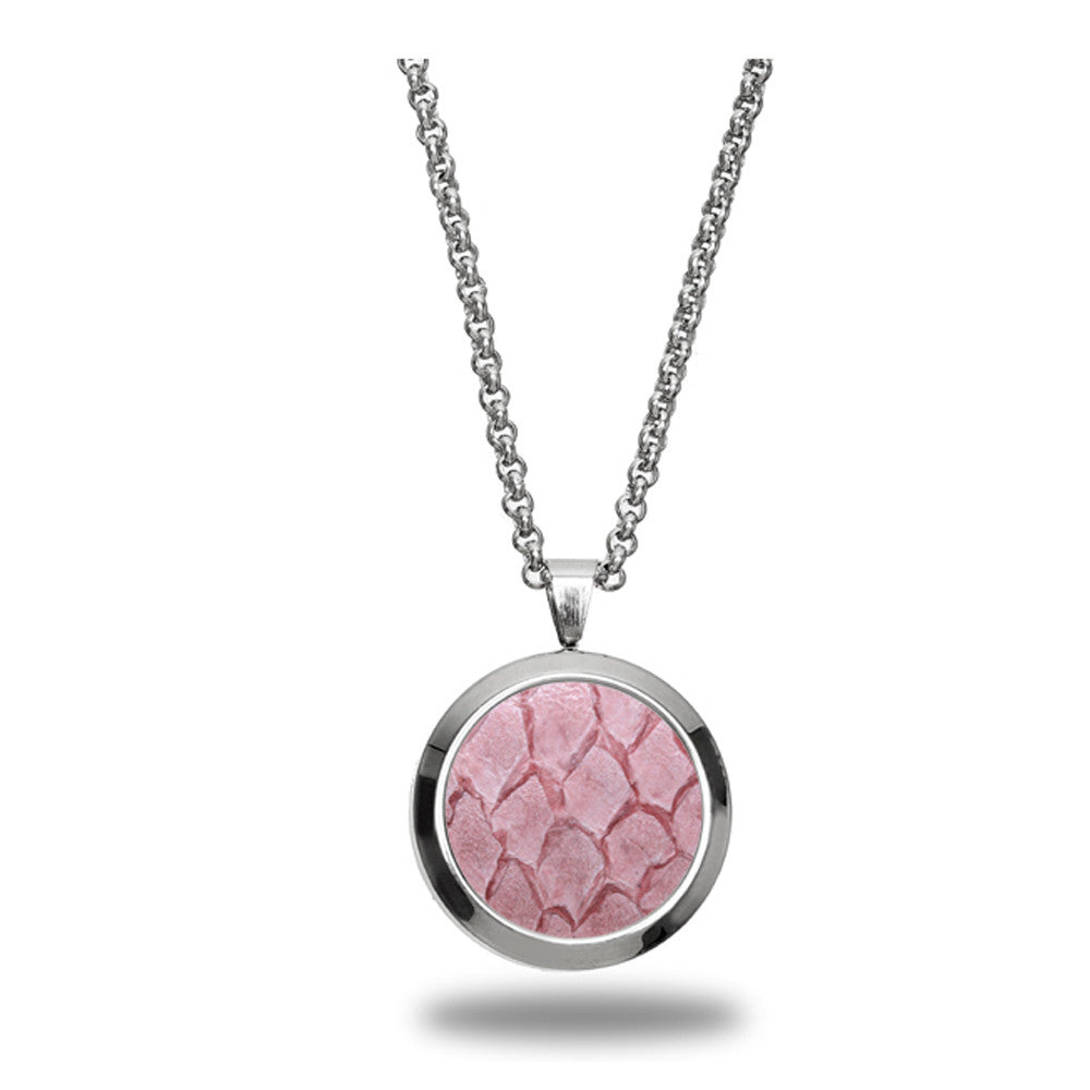 Atlantic Salmon Leather Pendant Silver-Tone ▪ Light Pink - Marlín Birna Ltd.