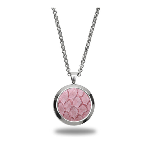 Atlantic Salmon Leather Pendant Silver-Tone ▪ Light Pink - Marlín Birna Ltd.