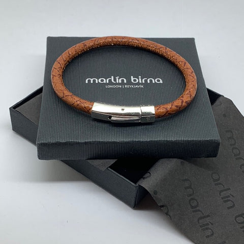Atlantic Salmon Leather Cord Bracelet ▪ Cognac - Marlín Birna Ltd. 