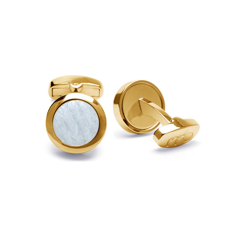 Atlantic Salmon Leather Cufflinks Gold-Tone ▪ White