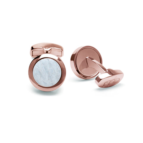 Atlantic Salmon Leather Cufflinks Rose Gold-Tone ▪ White