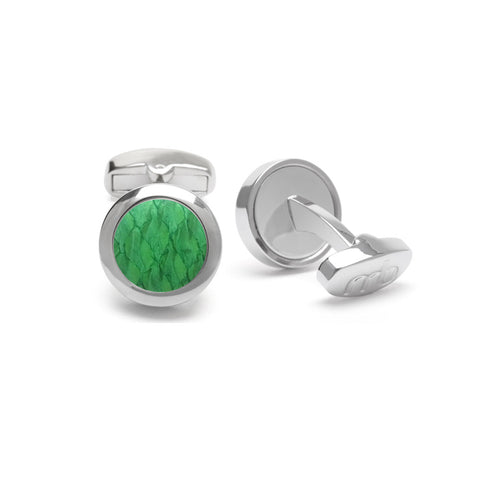 Atlantic Salmon Leather Cufflinks Silver-Tone ▪ Light Green - Marlín Birna Ltd. 