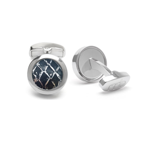 Unforgettable Charcoal Gray Catseye-Style Cufflinks - Silver-Tone Framed Men's Dress Accessory