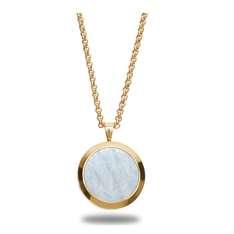 Atlantic Salmon Leather Pendant Gold-Tone ▪ White - Marlín Birna Ltd. 