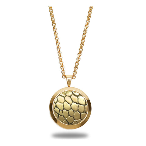 Genuine Ostrich Leather Pendant Gold-Tone ▪ Gold Metallic - Marlín Birna Ltd. 