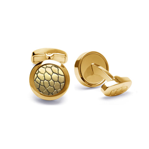 Genuine Ostrich Leather Cufflinks Gold-Tone ▪ Gold Metallic - Marlín Birna Ltd. 