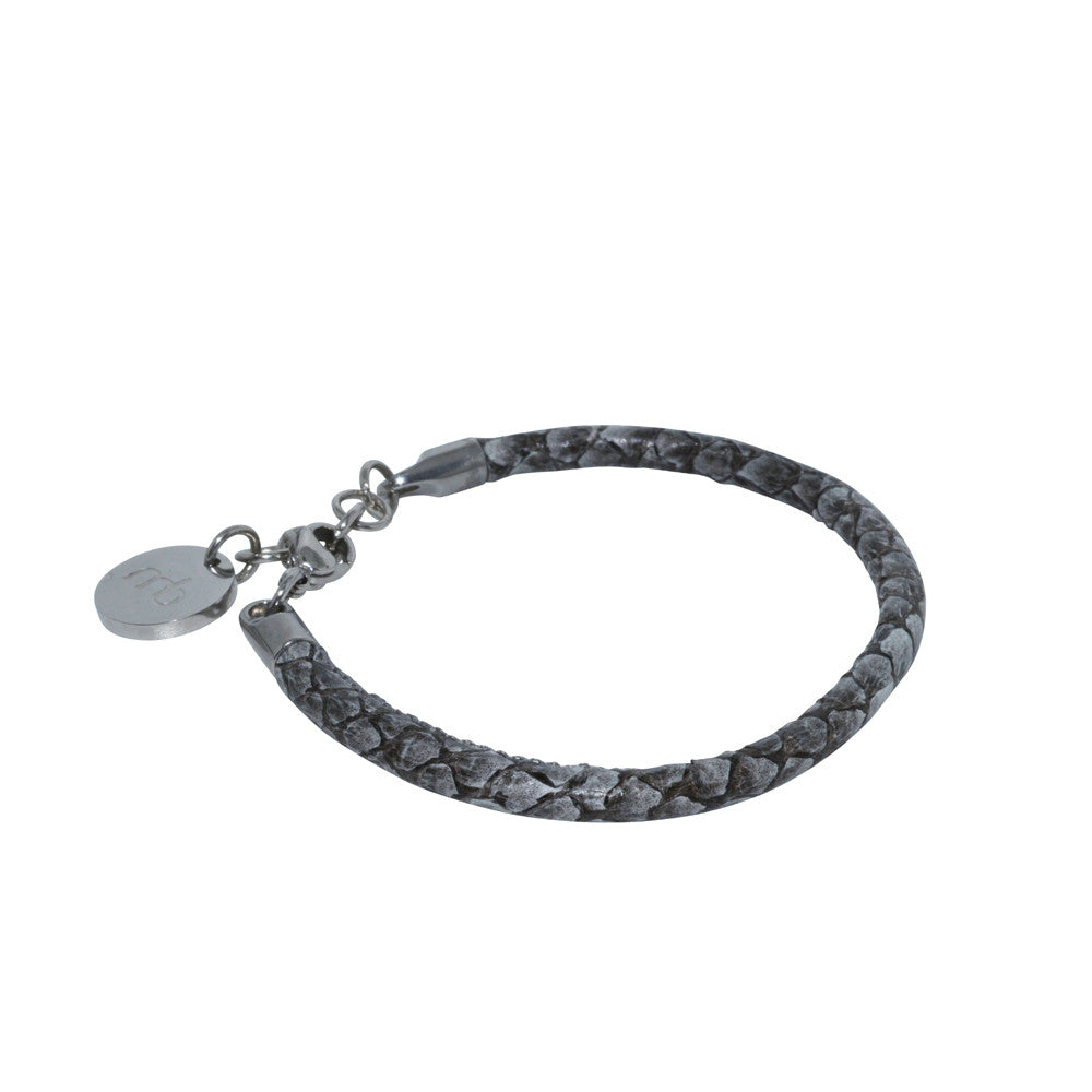 Atlantic Salmon Leather Single Cord Bracelet ▪ Gray - Marlín Birna Ltd. 