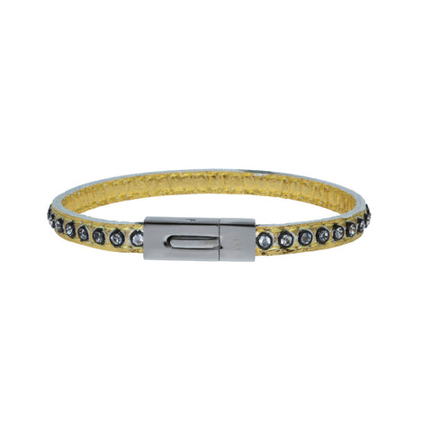 Genuine Leather Bracelet w/Zirconia ▪ Gold - Marlín Birna Ltd. 