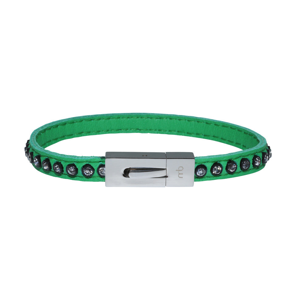 Genuine Leather Bracelet w/Zirconia ▪ Green - Marlín Birna Ltd. 