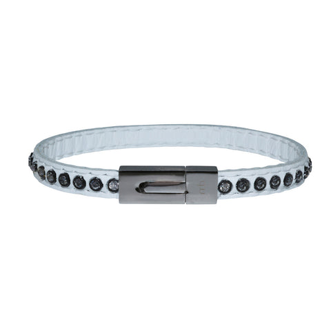 Genuine Leather Bracelet w/Zirconia ▪ White - Marlín Birna Ltd. 