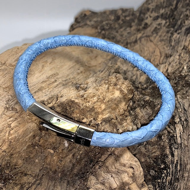 Atlantic Salmon Leather Cord Bracelet ▪ Light Blue - Marlín Birna Ltd. 