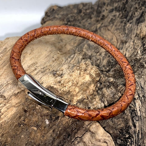 Atlantic Salmon Leather Cord Bracelet ▪ Cognac