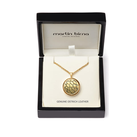 Genuine Ostrich Leather Pendant Gold-Tone ▪ Gold Metallic - Marlín Birna Ltd. 