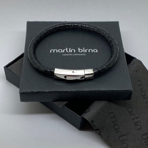 Atlantic Salmon Leather Cord Bracelet ▪ Black - Marlín Birna Ltd. 