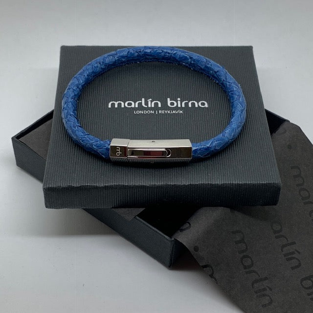 Atlantic Salmon Leather Cord Bracelet ▫ Dark Blue – Marlín Birna Ltd.
