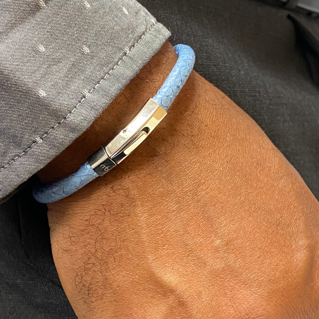 Atlantic Salmon Leather Cord Bracelet ▫ Light Blue – Marlín Birna Ltd.